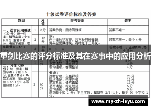 重剑比赛的评分标准及其在赛事中的应用分析 重剑比赛的评分标准及其在赛事中的应用分析
